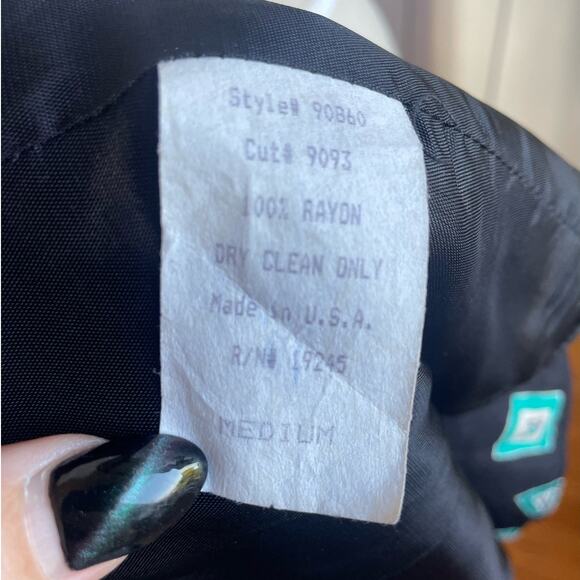 Vintage 90s Worthington Vest in Black w/ Blue Print Size Medium - Picture 5 of 6
